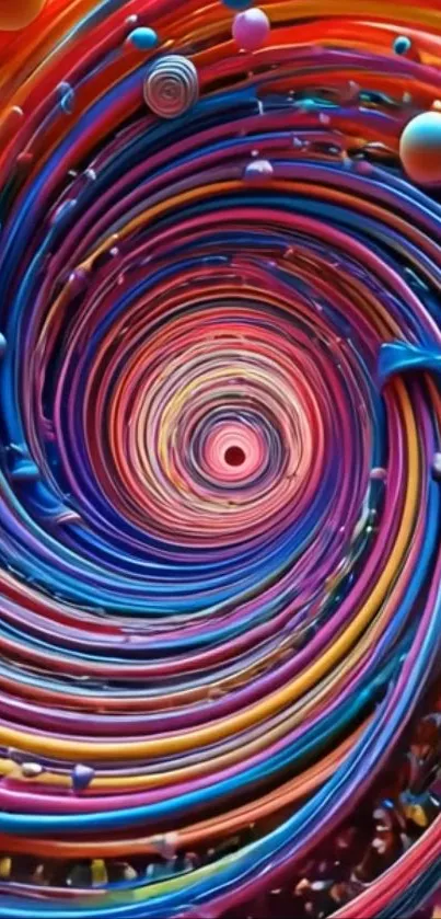 Colorful abstract swirl art mobile wallpaper with vibrant hues.