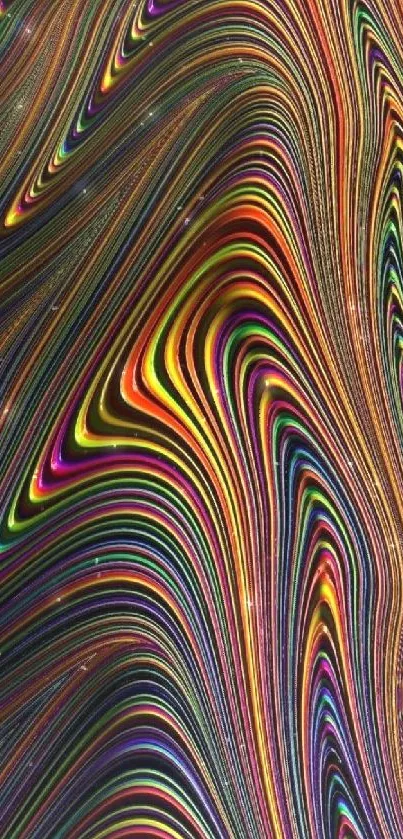 Vibrant swirl abstract art in rainbow colors for mobile wallpaper.