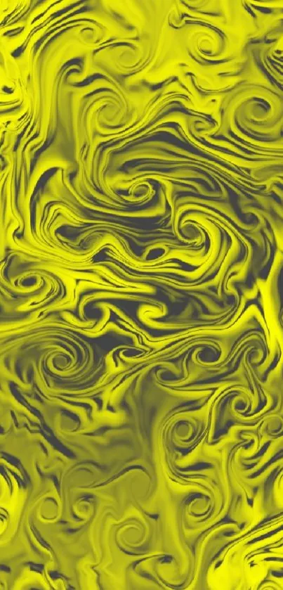 Yellow swirl abstract wallpaper with purple accents.