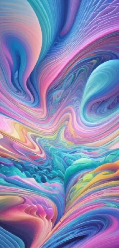 Vibrant abstract swirl wallpaper with colorful gradient hues.