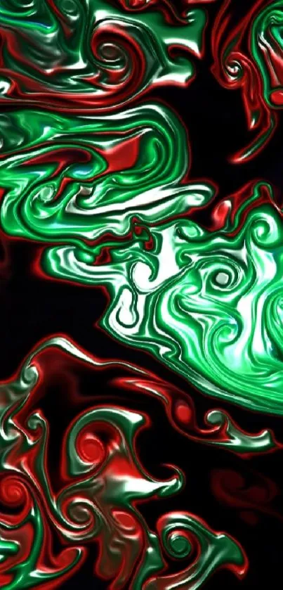 Red and green abstract swirl mobile wallpaper.