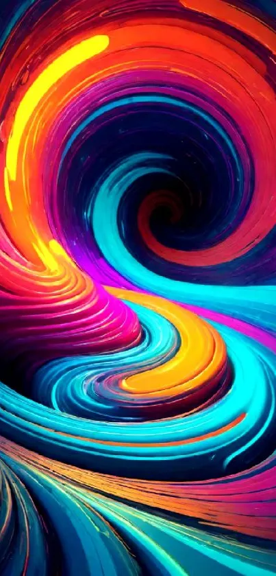Vibrant abstract swirl with bold colors.