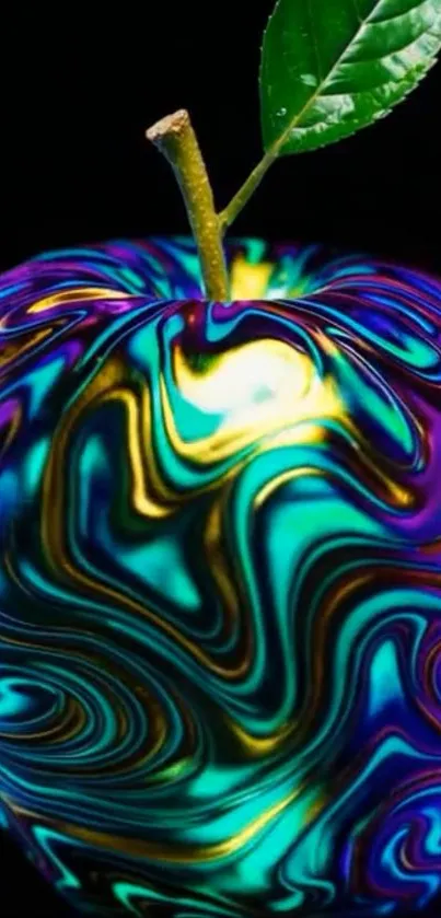 Colorful swirl apple art mobile wallpaper.