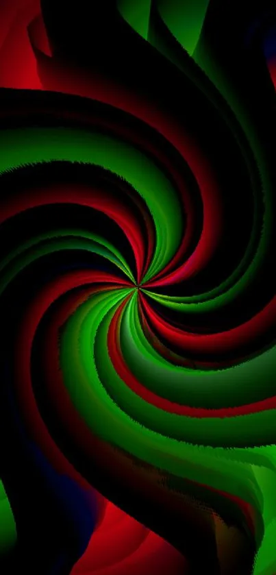 Vibrant swirl of red and green colors creating an abstract art design.