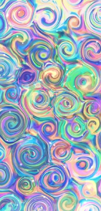 Colorful swirl art wallpaper with vibrant pastels.