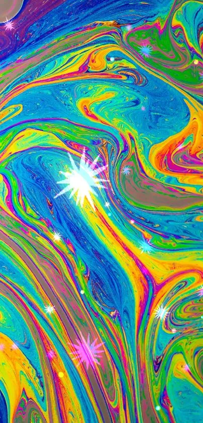 Colorful swirl art wallpaper with vibrant patterns.