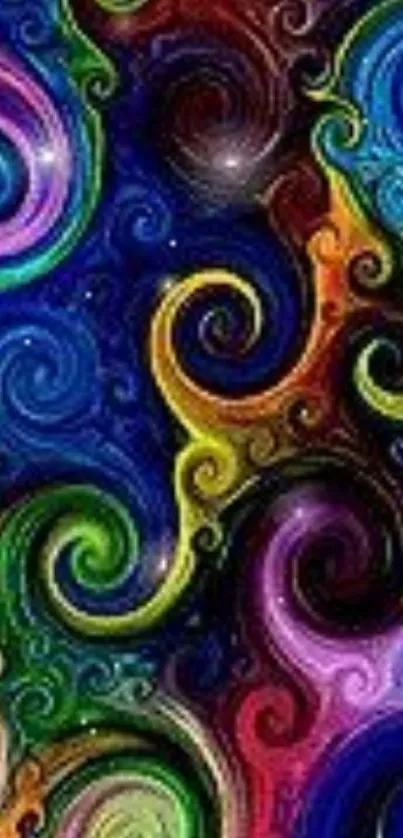 Colorful swirl art wallpaper with vibrant abstract patterns.