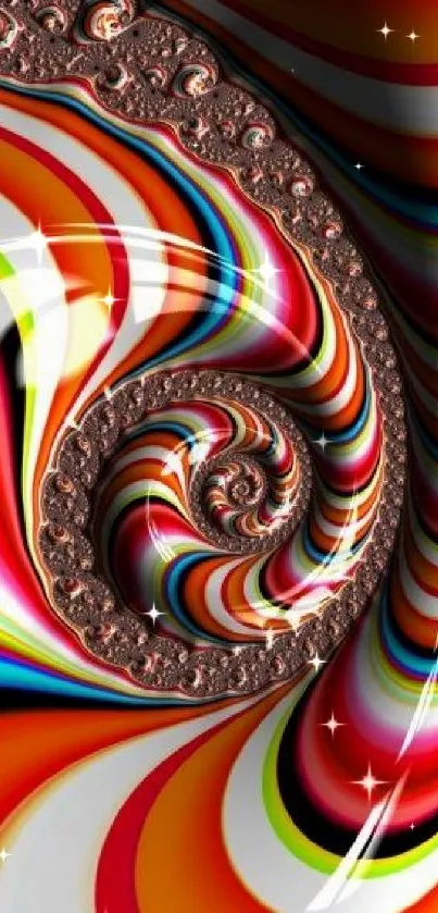 Vibrant fractal wallpaper with swirling colorful patterns.