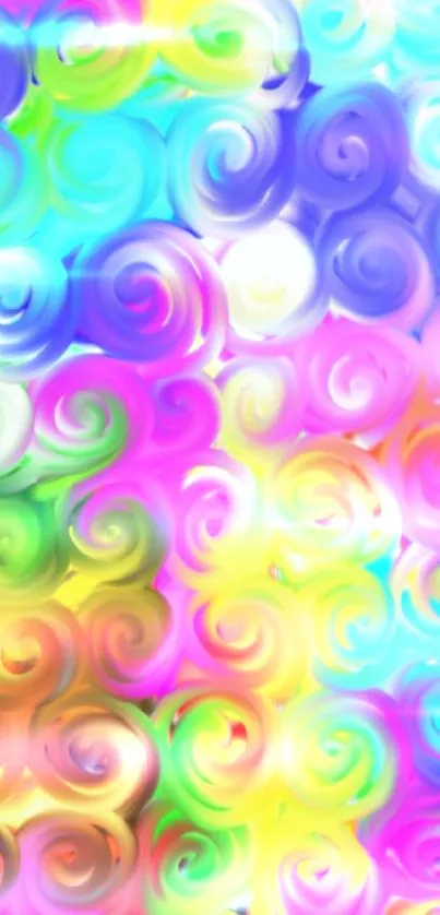 Vibrant swirl galaxy with colorful abstract patterns for mobile wallpaper.