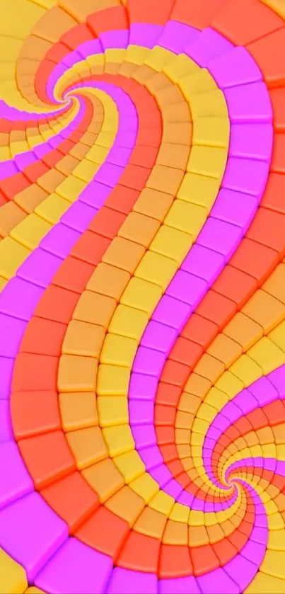 Vibrant psychedelic swirl with pink, orange, and yellow patterns