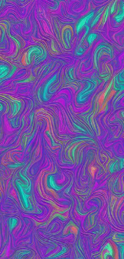 Abstract swirl mobile wallpaper with vibrant purple and teal colors.