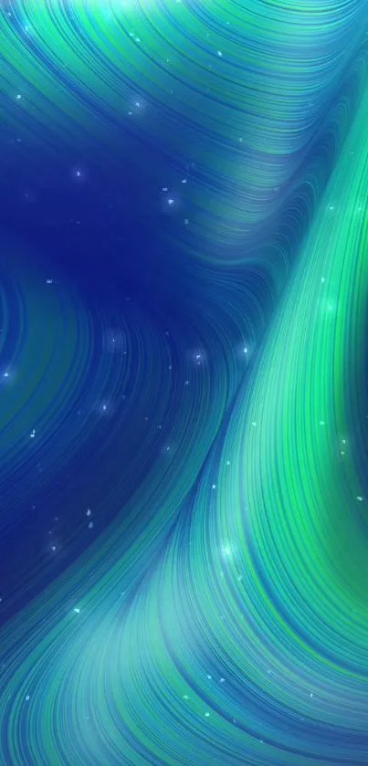 Vibrant blue and green swirl phone wallpaper.