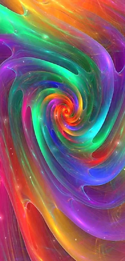 Vibrant swirl mobile wallpaper with rainbow colors and abstract design.