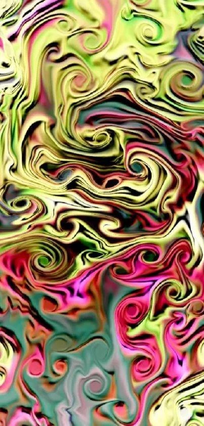 Colorful swirling abstract art wallpaper for mobile.