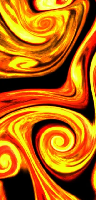 Fiery swirling abstract mobile wallpaper design.