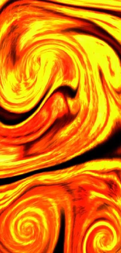 Vibrant swirling orange abstract wallpaper.