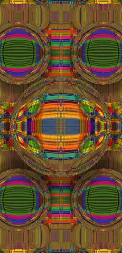 Vibrant symmetrical abstract art wallpaper with bold patterns.