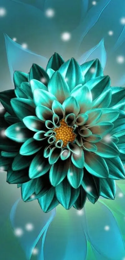 Teal flower mobile wallpaper with vibrant petals.