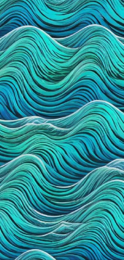 Teal wave pattern wallpaper with dynamic abstract design.