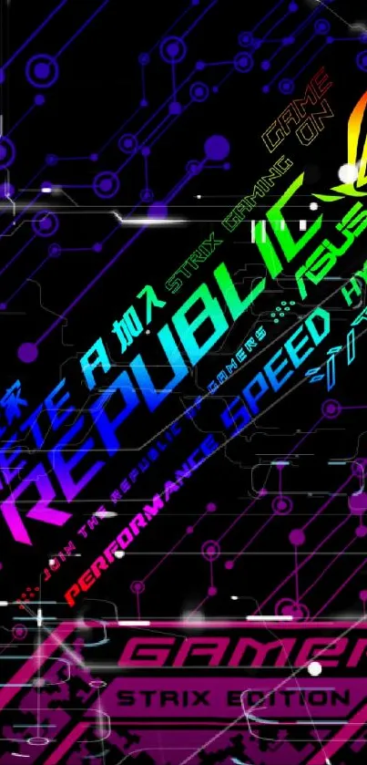 Vibrant tech gamer wallpaper with neon and futuristic design.