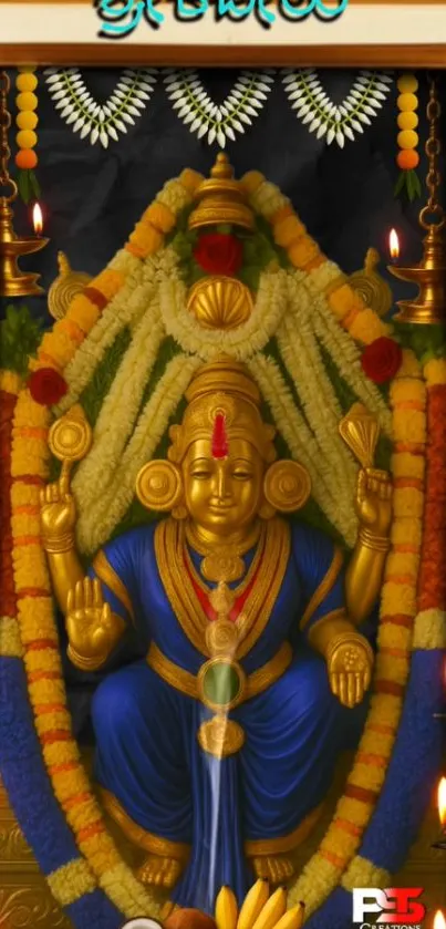 Vibrant and adorned temple deity representing cultural and divine serenity.