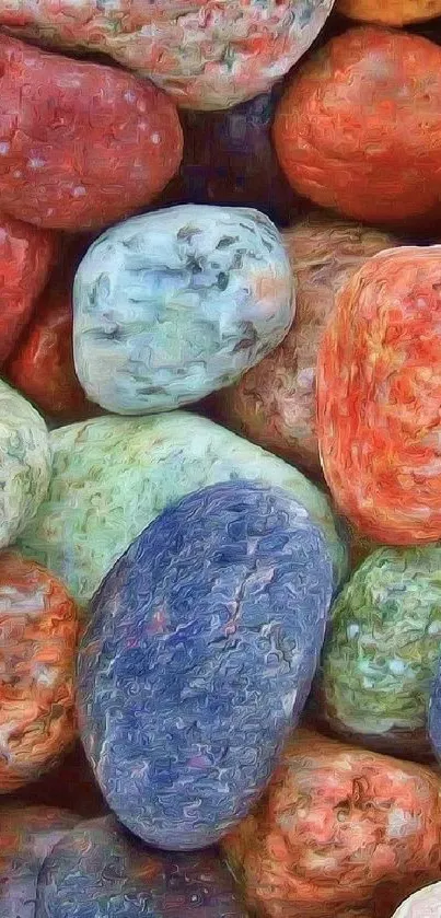 Vibrant, colorful stones with artistic texture.