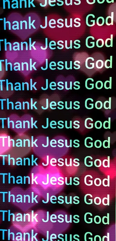 Vibrant wallpaper with 'Thank Jesus God' in neon colors.