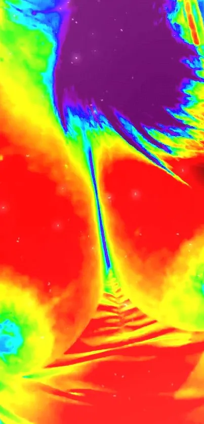 Vibrant thermal art wallpaper with bold colors for mobile screen.