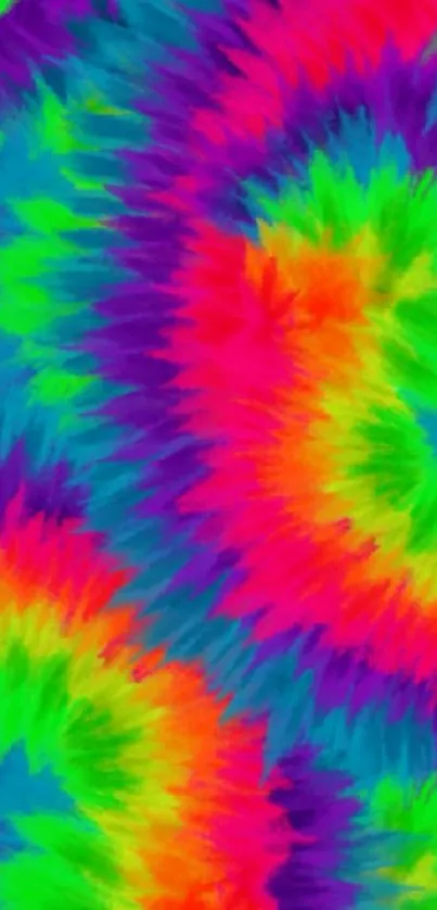 Colorful tie-dye neon swirl phone wallpaper.