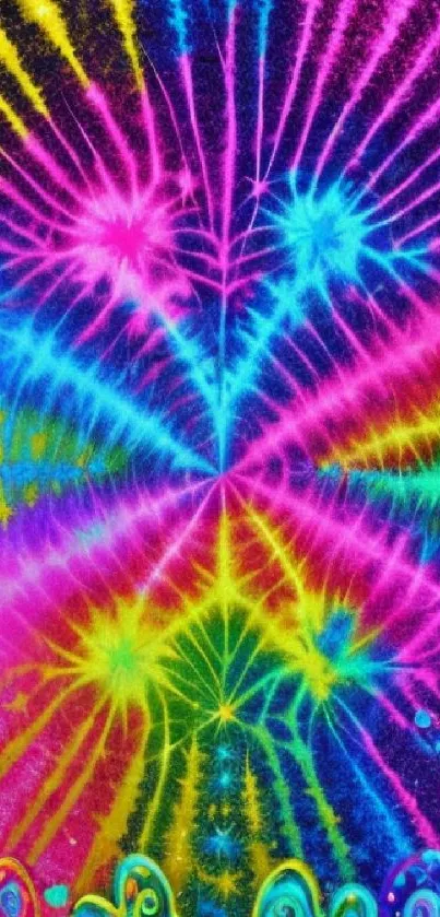 Colorful tie-dye pattern mobile wallpaper with psychedelic designs.