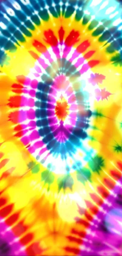 Colorful tie-dye pattern with vibrant swirls for mobile wallpaper.