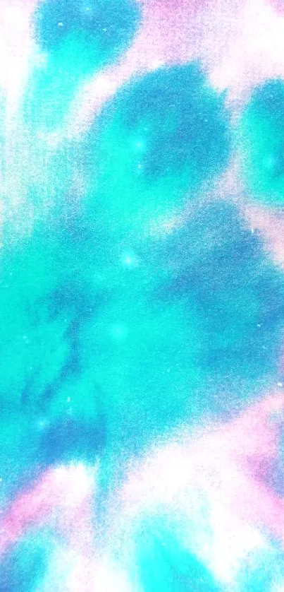 Vibrant tie-dye wallpaper with turquoise, pink, and purple colors.