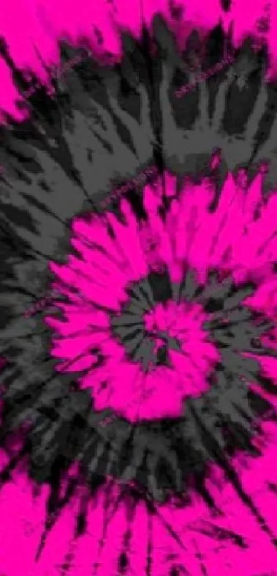 Pink and black tie-dye spiral wallpaper design.