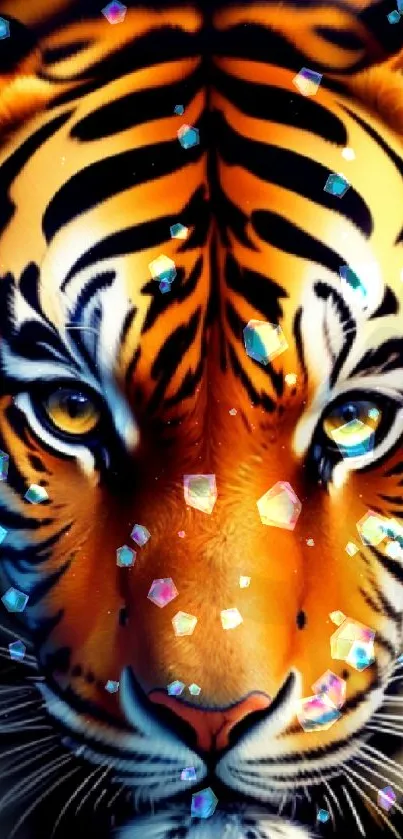 Bold and vibrant tiger face art for phone wallpaper.