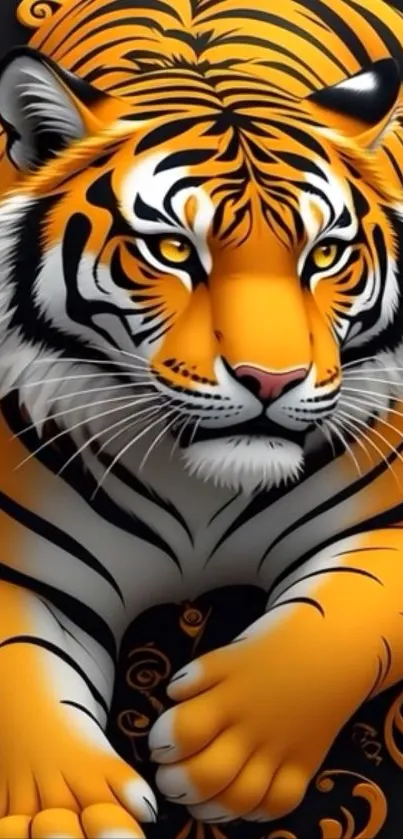 Bold and vibrant tiger art wallpaper for mobile devices.
