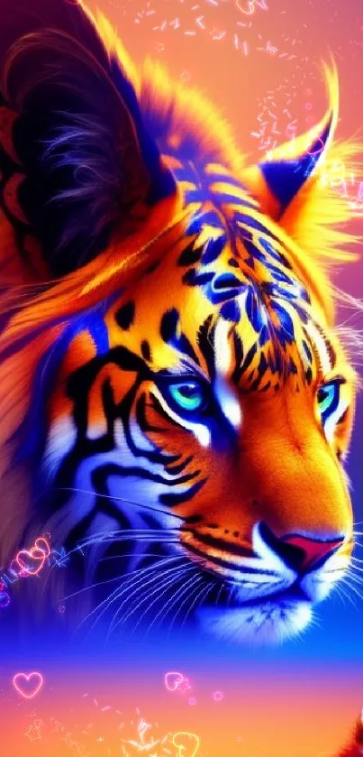 Vibrant and colorful tiger artwork for mobile wallpaper.