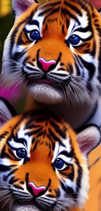 Vibrant and artistic tiger duo in the wild.