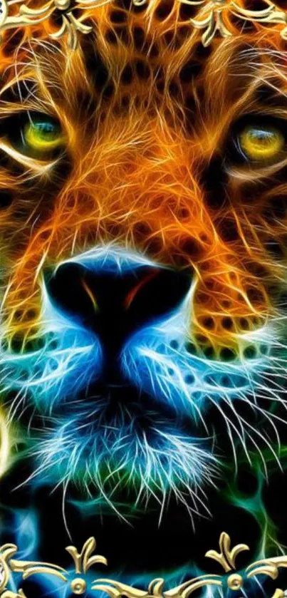 Colorful neon tiger design wallpaper.