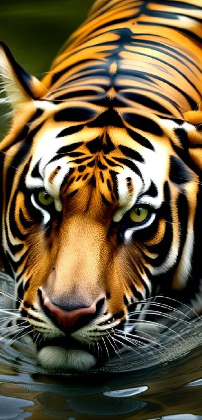 Vivid tiger in water with realistic details.