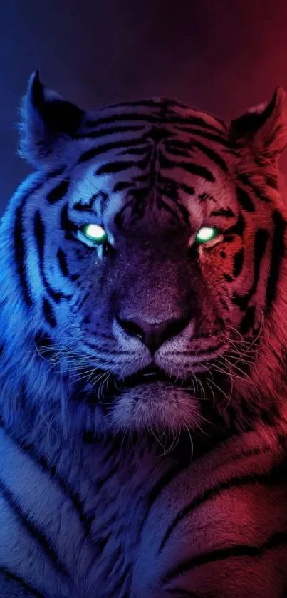 Vibrant tiger with neon lights wallpaper