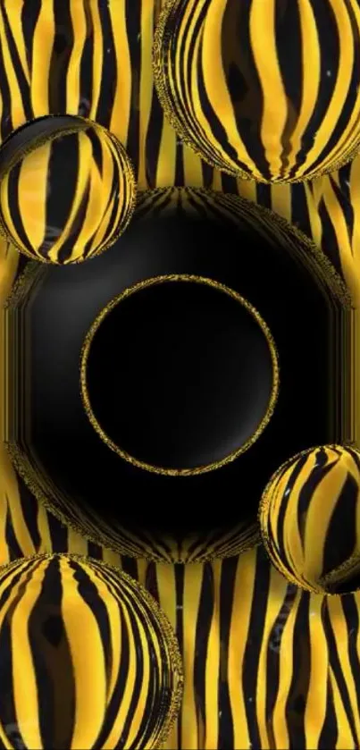 Tiger stripe pattern wallpaper with bold yellow and black.