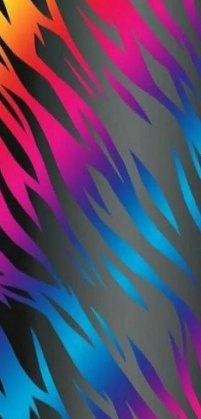 Vibrant tiger stripes with neon colors, perfect for mobile wallpaper.