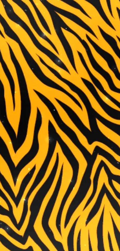 Tiger stripes wallpaper with orange and black bold patterns.