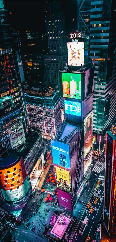 Stunning night view of Times Square, New York.