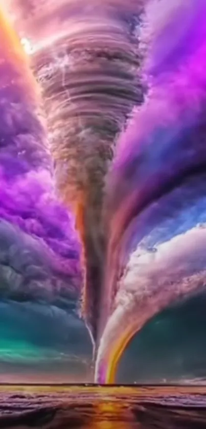 Vibrant tornado-themed wallpaper with colorful, artistic design.