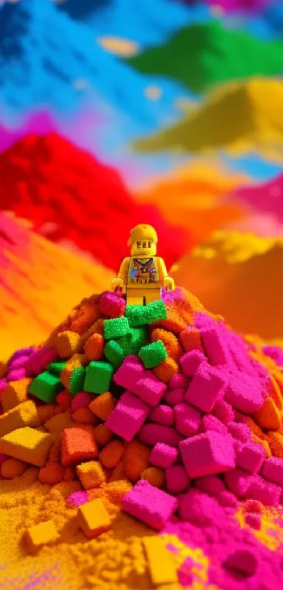 Colorful toy bricks and powder create a vibrant and playful mobile wallpaper.