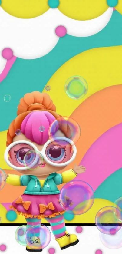 Vibrant toy character on a colorful abstract background wallpaper.