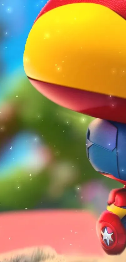 Vibrant toy-themed mobile wallpaper with bright colors and playful design elements.