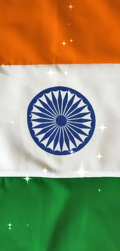 Tricolor Indian flag with Ashoka Chakra design for mobile wallpaper.