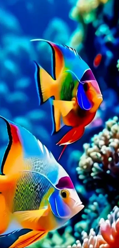 Colorful tropical fish in vibrant coral reef.